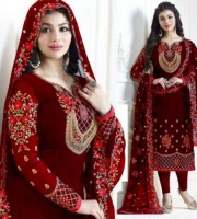 Ayesha Takia red Georgette Embroidery Churidar Salwar Kameez (Red)